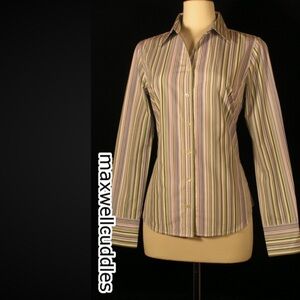 J CREW KATHRYN BLOUSE LS GREEN & Lilac BROADCLOTH COTTON NWT Medium button down